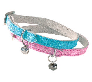 Kattenhalsband leder Paillete Roze