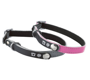 Kattenhalsband kunstleder Porte Adresse Roze