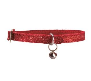 Kattenhalsband leder Paillete Rood