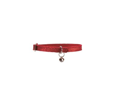 Kattenhalsband leder Paillete Rood