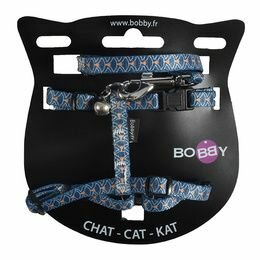 Kattenharnas met riem Geisha Blauw