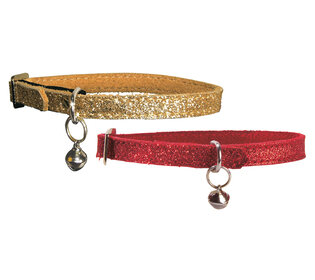 Kattenhalsband leder Paillete Rood